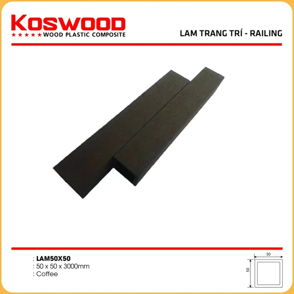 Thanh Lam Gỗ Nhựa Ngoài Trời Kosmos 50x50 Coffee